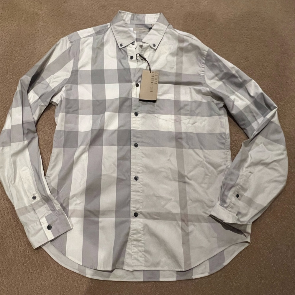 Burberry Brit White and Gray Checkered Shirt